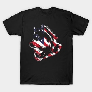 American Flag Siberian Husky- Present for Americano From america T-Shirt